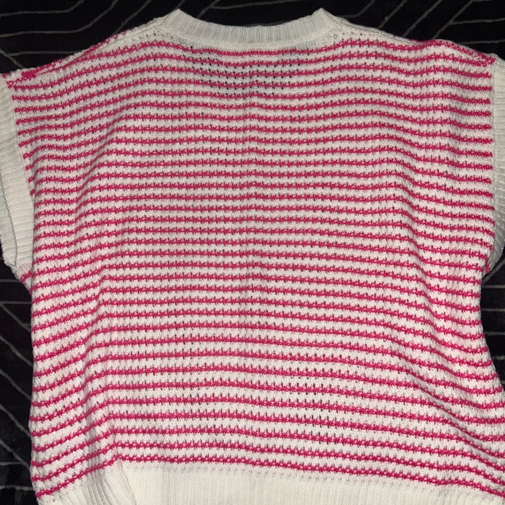 Knit Mix Casual Striped Tank Top Pink XL - Picture 7 of 8